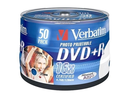 Picture of Verbatim DVD+R 16X Printable Spindles 50
