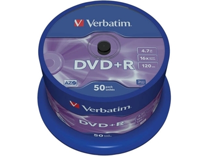 Picture of Verbatim DVD+R 16X 4.7GB Spindles 50 mattt Silver