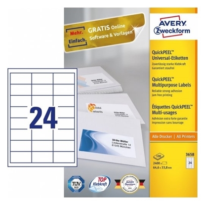 Picture of ZweckForm Labels 64.6 X 33.8mm (3 X 8)