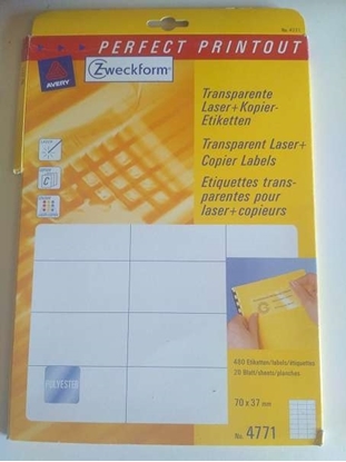 Picture of ZweckForm Laser Labels Transparent 3 X 8