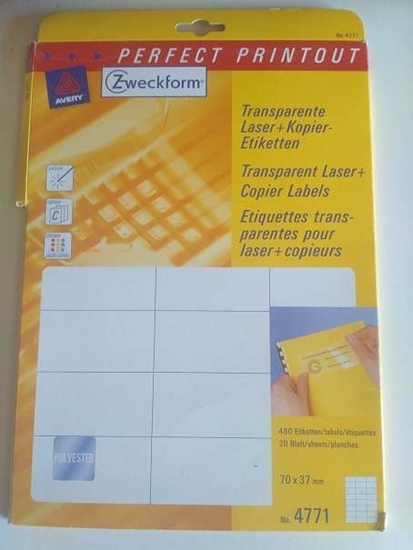 Picture of ZweckForm Laser Labels Transparent 3 X 8