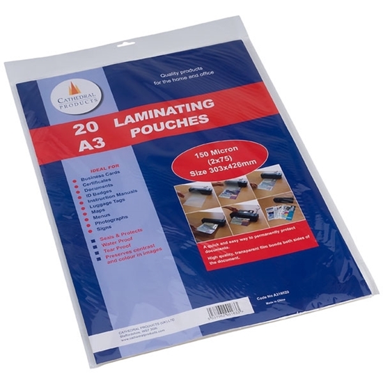 Picture of A3 Laminating Pouch Film covers, 150 Micron